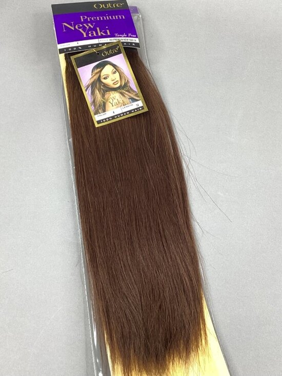 Outre Other - New Yaki #4 Dark Brown 14” Straight 100% Human Hair Extensions